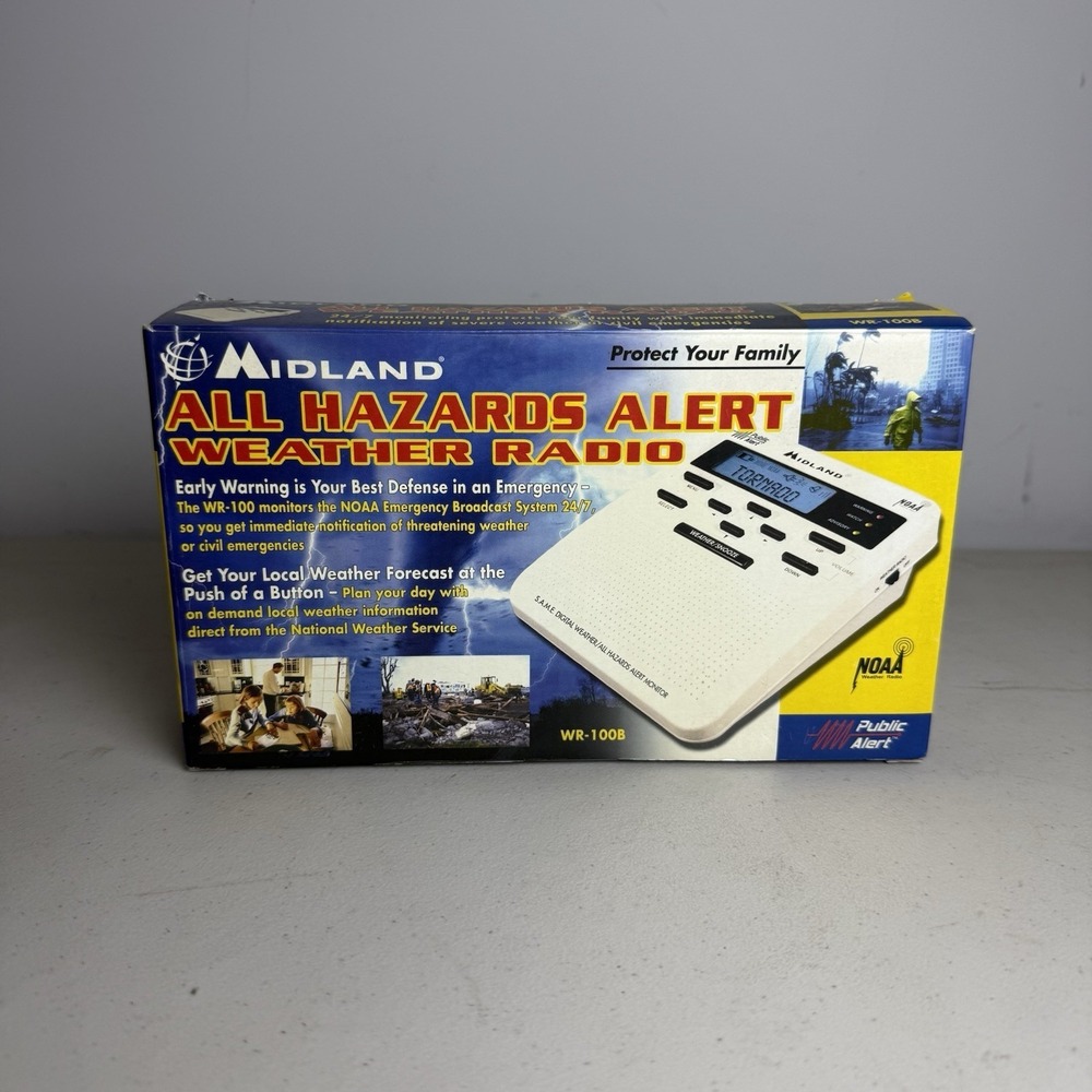 Midland WR-100B All Hazards Alert Weather Radio NOAA Storm Warning w/ Box VTG/